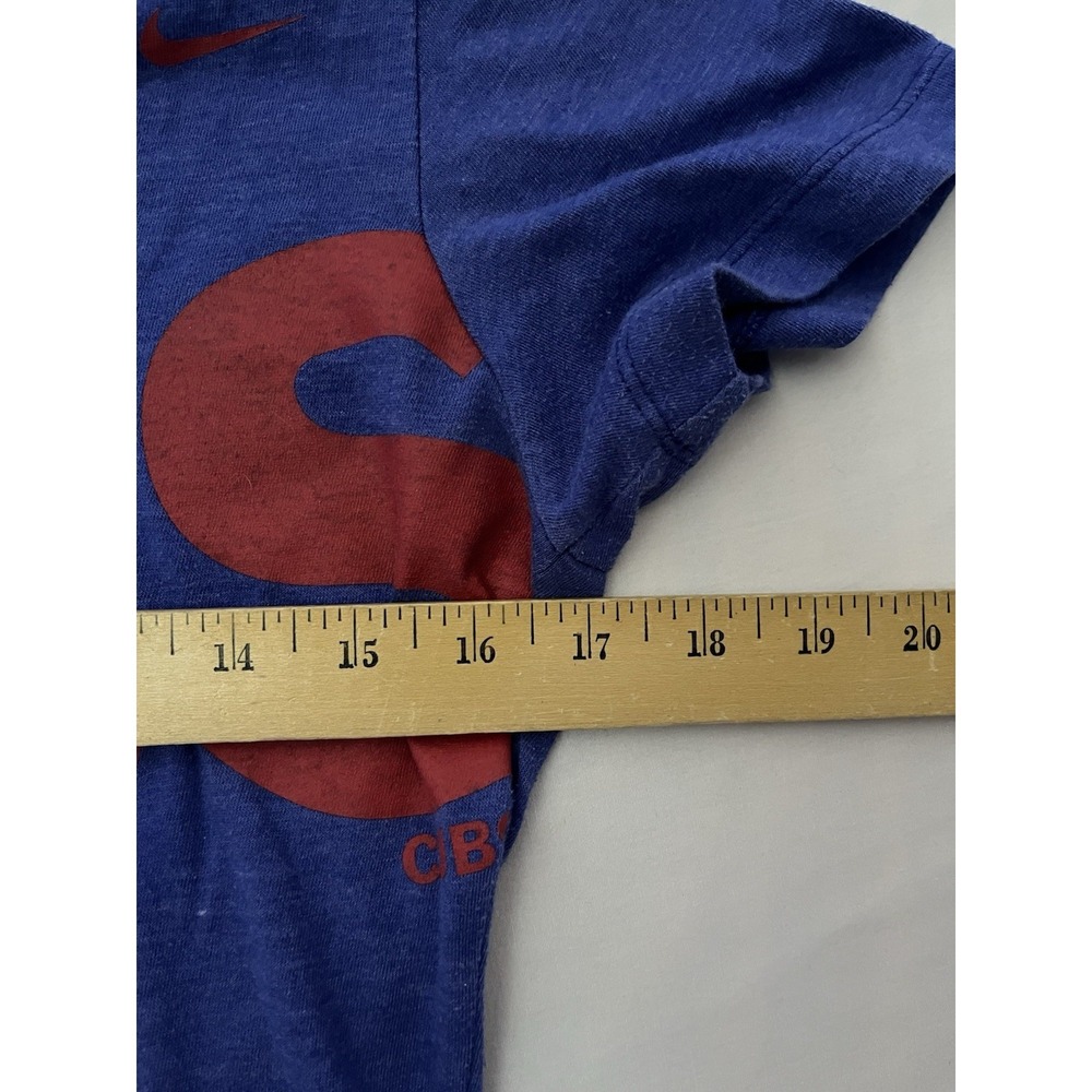 Nike Chicago Cubs V Neck T Shirt Women's Medium Blue Short Sleeve MLB Baseball - Picture 6 of 8